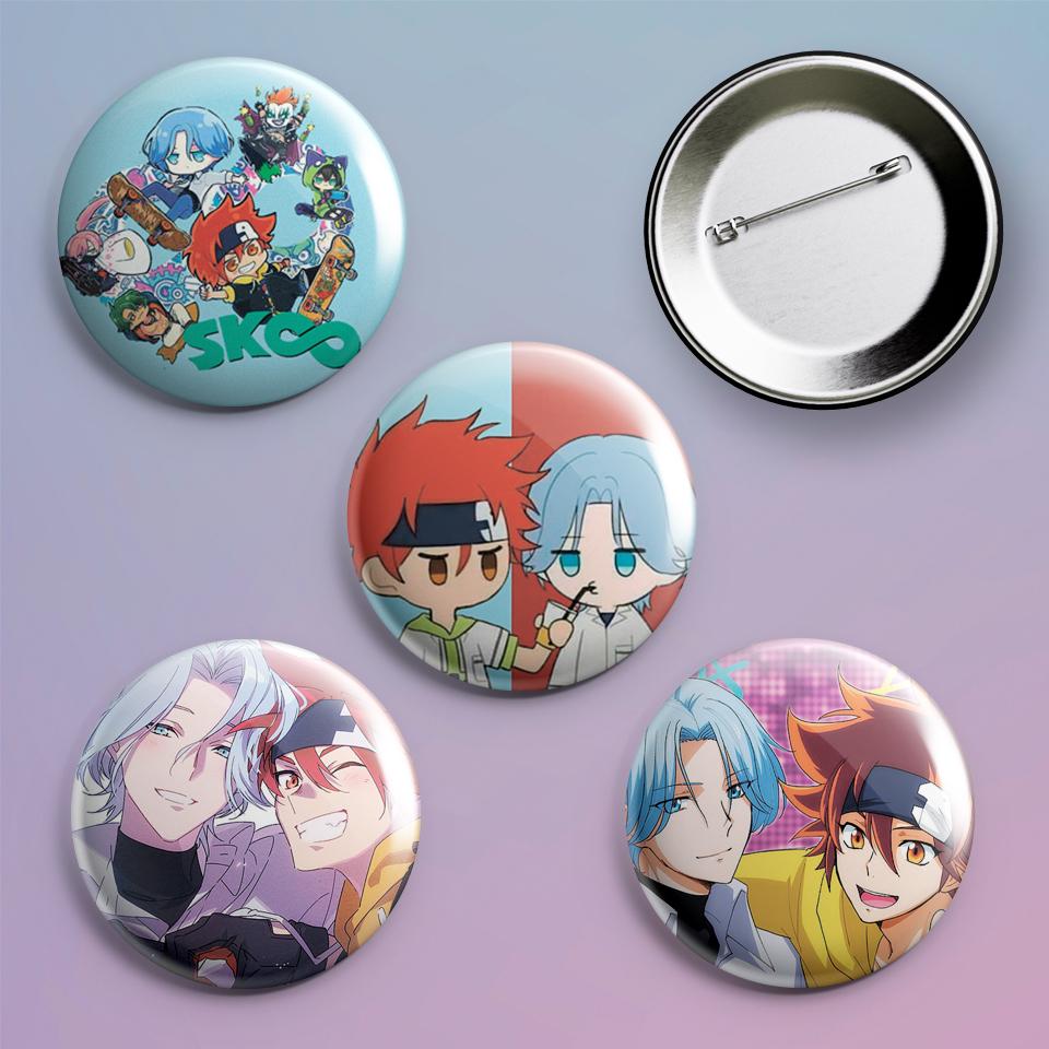 Значки на рюкзак с принтом аниме SK8 the Infinity 4 шт.