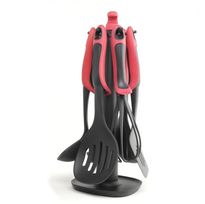Набор кухонных принадлежностей Kitchen Tools 7 пр. с подставкой Красный Набор кухонных принадлежностей Kitchen Tools 7 пр. с подставкой Красный