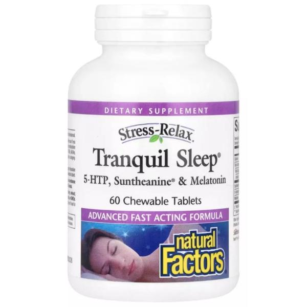 Натуральная добавка Natural Factors Stress-Relax Tranquil Sleep 60 chewable tabs. (000022076)