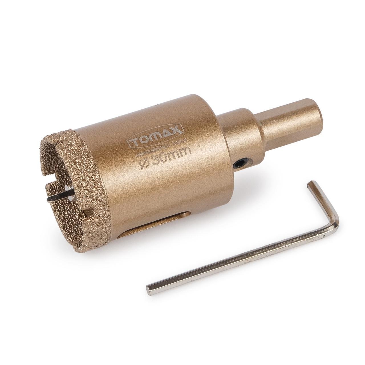 Коронка для керамогранита/плитки TOMAX 30 мм алмазная с центрирующим сверлом (1689036613) - фото 1