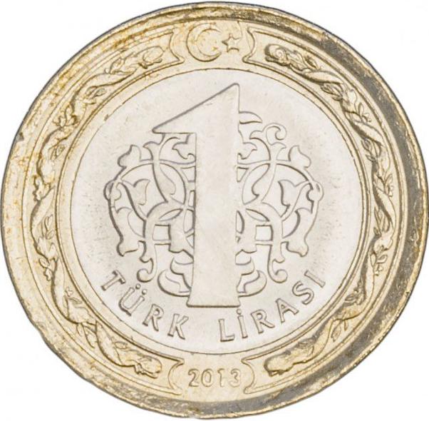 Коллекционная монета Турция 1 лира 2014 UNC (KM#1244)