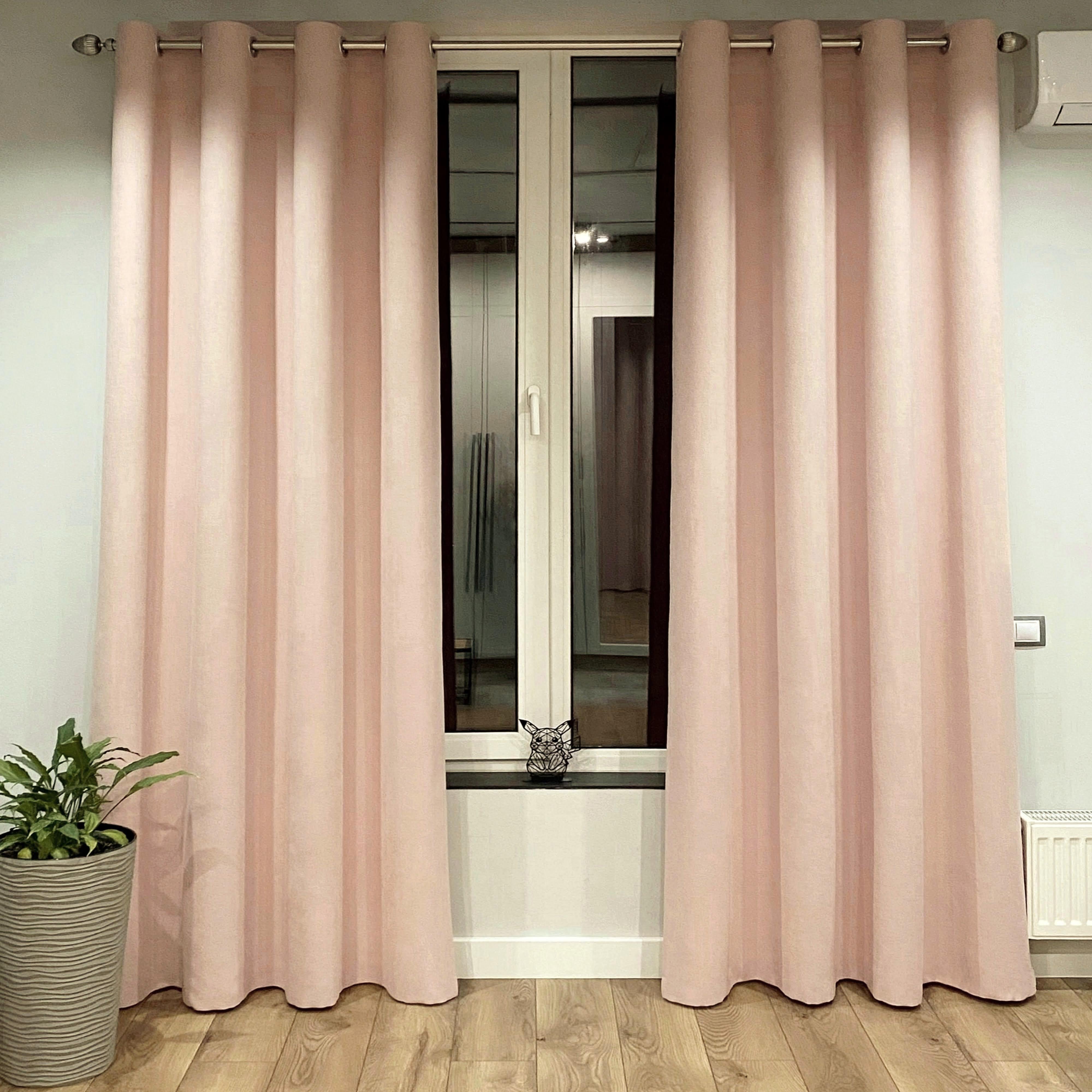 Шторы на серых люверсах микровелюр 175x250 см 2 шт. Розово-персиковый (5801528-МТ2/175-GR)