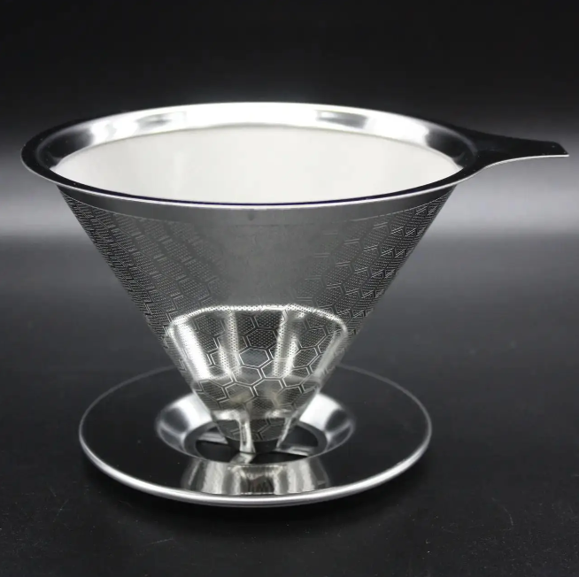 Пуровер для заварювання кави Cafeor Double Mesh V60 02 з нержавіючої сталі 400 мл (15365) - фото 2 Пуровер для заварювання кави Cafeor Double Mesh V60 02 з нержавіючої сталі 400 мл (15365) - фото 2