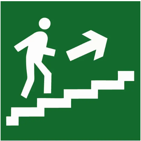 Знак эвакуации со стрелкой вправо вверх Белый/Зеленый (д-8035)