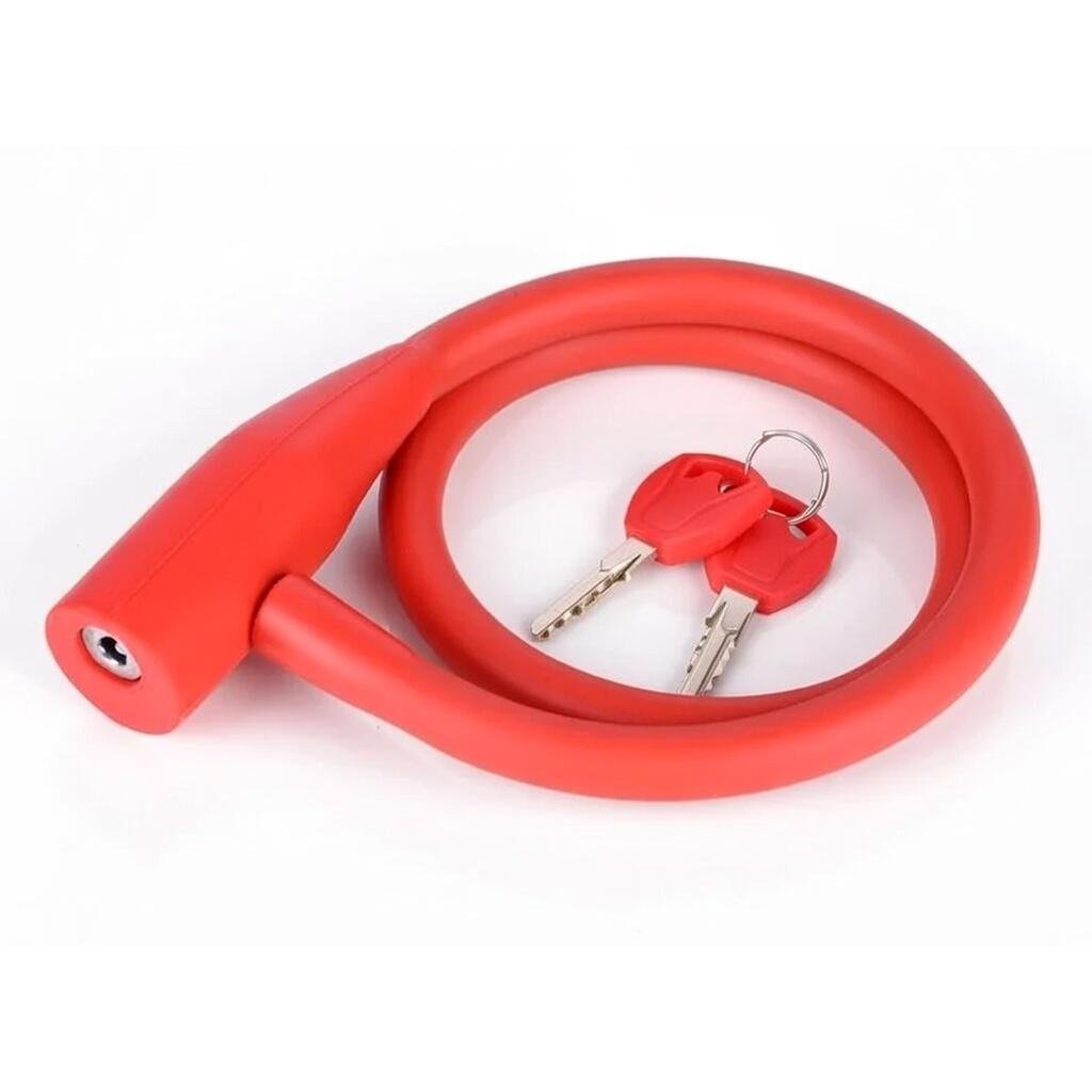 Замок тросовый велосипедный с ключом 12х800 мм Красный (VR-10615) Замок тросовый велосипедный с ключом 12х800 мм Красный (VR-10615)