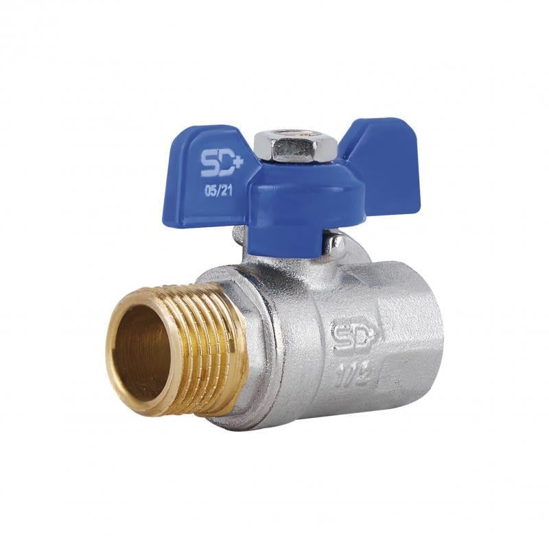 Кран шаровый SD Plus ВЗ для воды бабочка 1/2" (SD607W15)