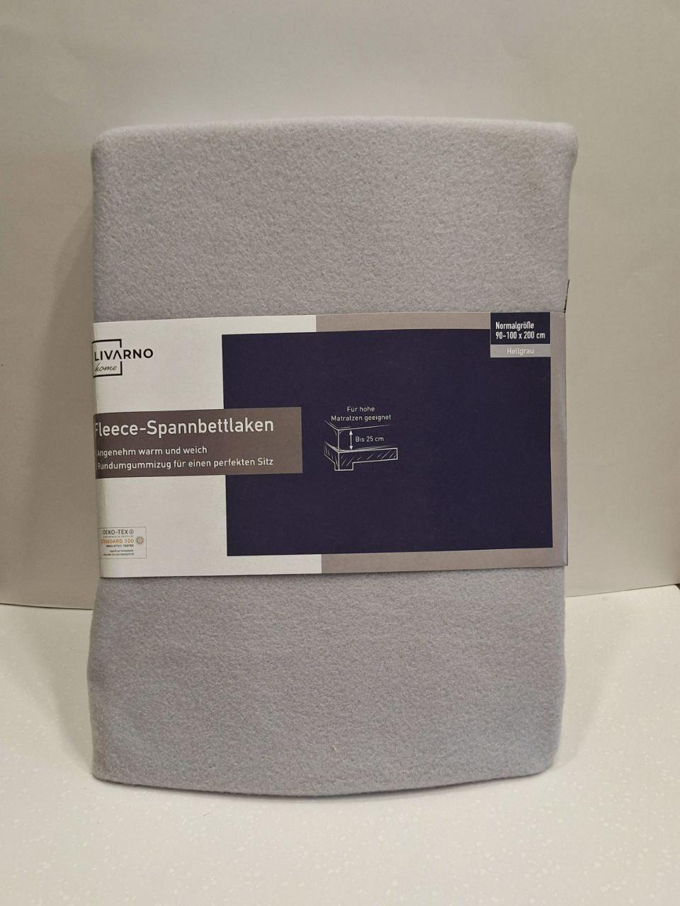 Простыня на резинке Livarno Home флисовая 90-100x200x25 см Серый (1324) Простыня на резинке Livarno Home флисовая 90-100x200x25 см Серый (1324)