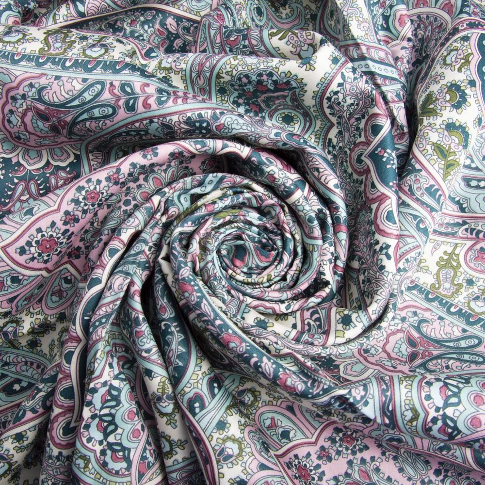 Ткань сатин для постельного белья 90784 v-05 Восточная сказка 2,4 м Бирюзовый (24425)