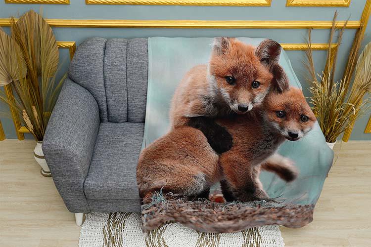 Плед Little foxes in the forest плюш двошаровий 135х150 см (114001-2)