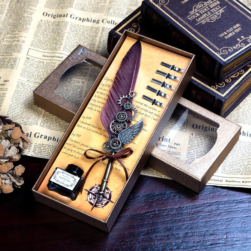 Перова ручка для каліграфії Blue Peacock подарунковий набір 6 змінних пер Коричневий (М1410319)