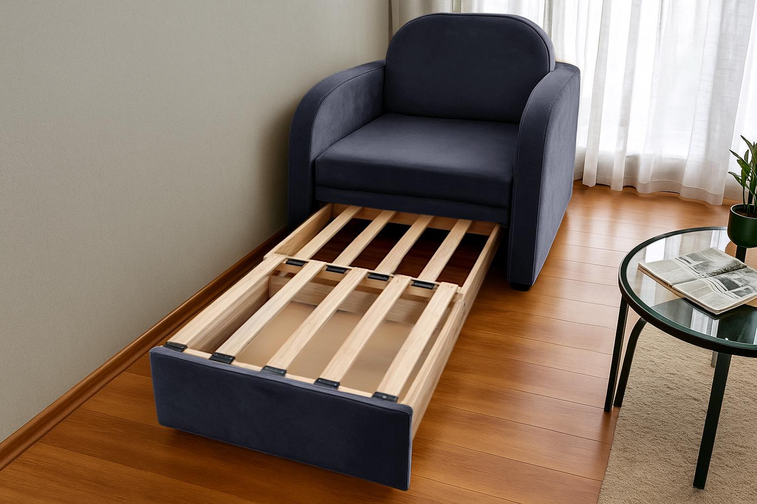 Крісло-диван м'яке розкладне Tobi Sho Дрім велюр Mars 1140х850х730 мм 10/Синій - фото 2