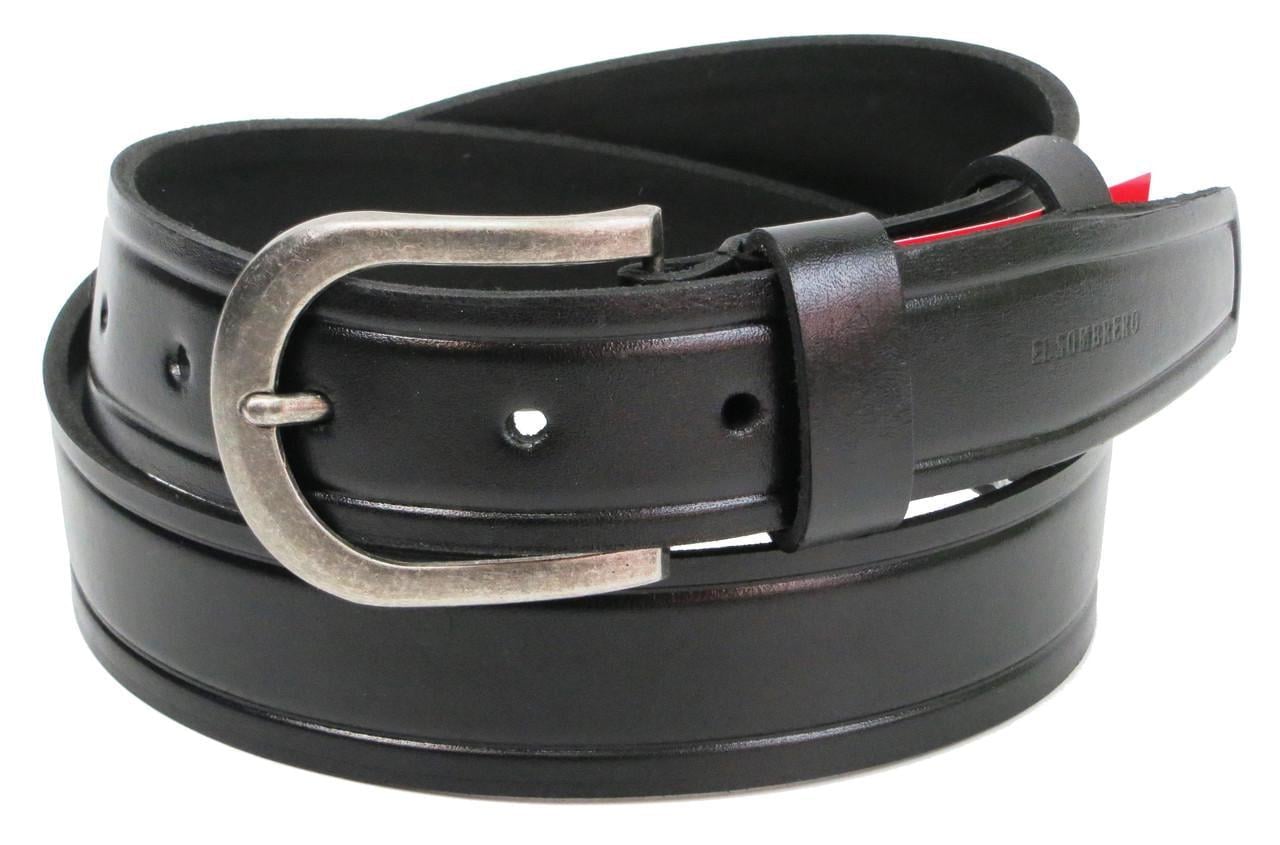 Ремень мужской Skipper 1297-38 под джинсы натуральная кожа 3,8 см Черный