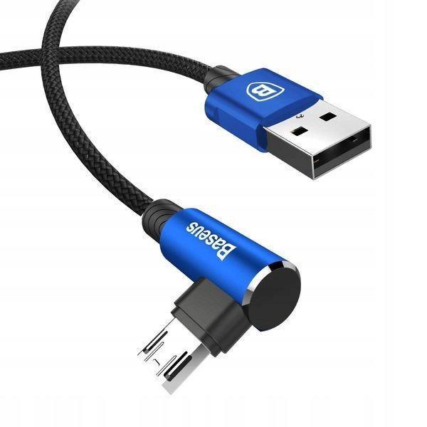 Кабель Micro USB Baseus CAMMVP-B03 MVP Elbow з кутовим коннектором 2 м Чорний/Синій