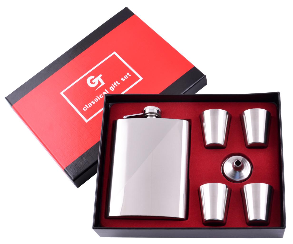Набір фляга та 4 стопки 240 мл нержавіюча сталь