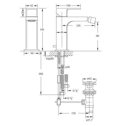 Смеситель для биде однорычажный Steinberg 111 с открыванием стока Хром (111 1300) - фото 2 Смеситель для биде однорычажный Steinberg 111 с открыванием стока Хром (111 1300) - фото 2