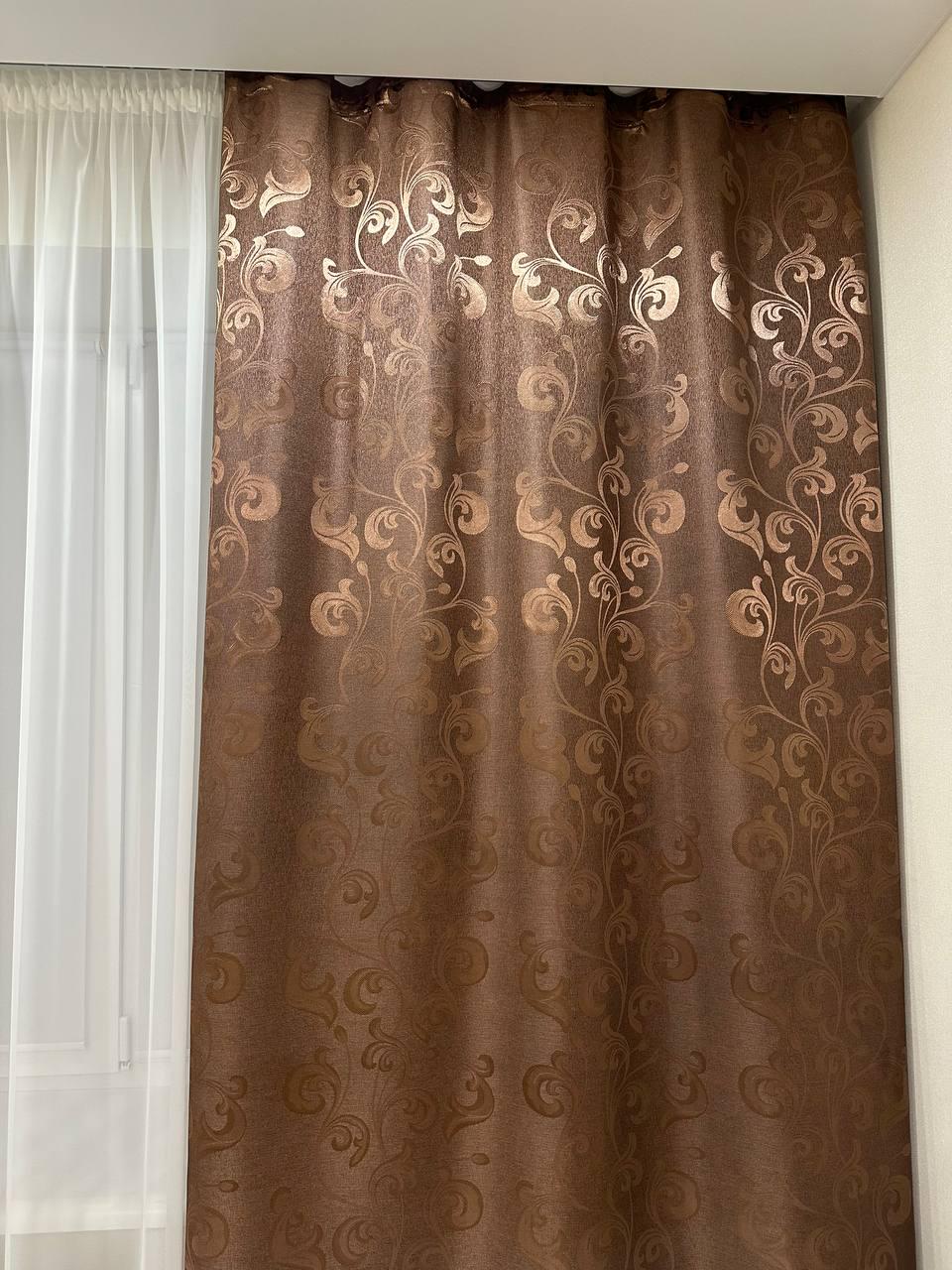 Штори Toscana жаккардові 1,5х2,7 м 2 шт. Шоколадний - фото 2 Штори Toscana жаккардові 1,5х2,7 м 2 шт. Шоколадний - фото 2