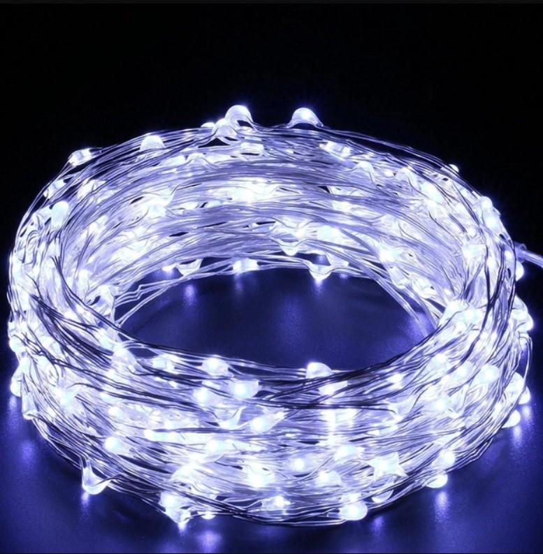 Гирлянда нить Роса Led 100 USB 1 режим 10 м Белый (218-21528273)