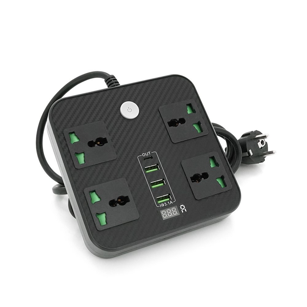 Удлинитель VOLTRONIC USB 4 розетки/3 USB 2 м 3000 Вт 3х0,75 мм Черный (YUT_V2182)