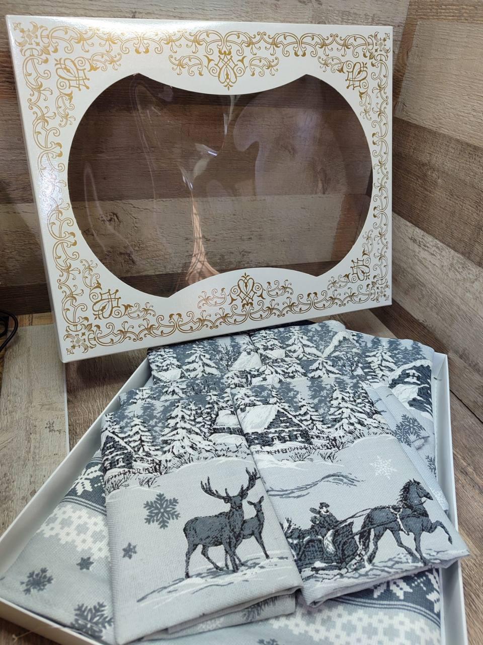 Скатерть 110х150 см с полотенцами 4 шт. 35х70 см Серый (Д-Al-nabir-lyon-0052)