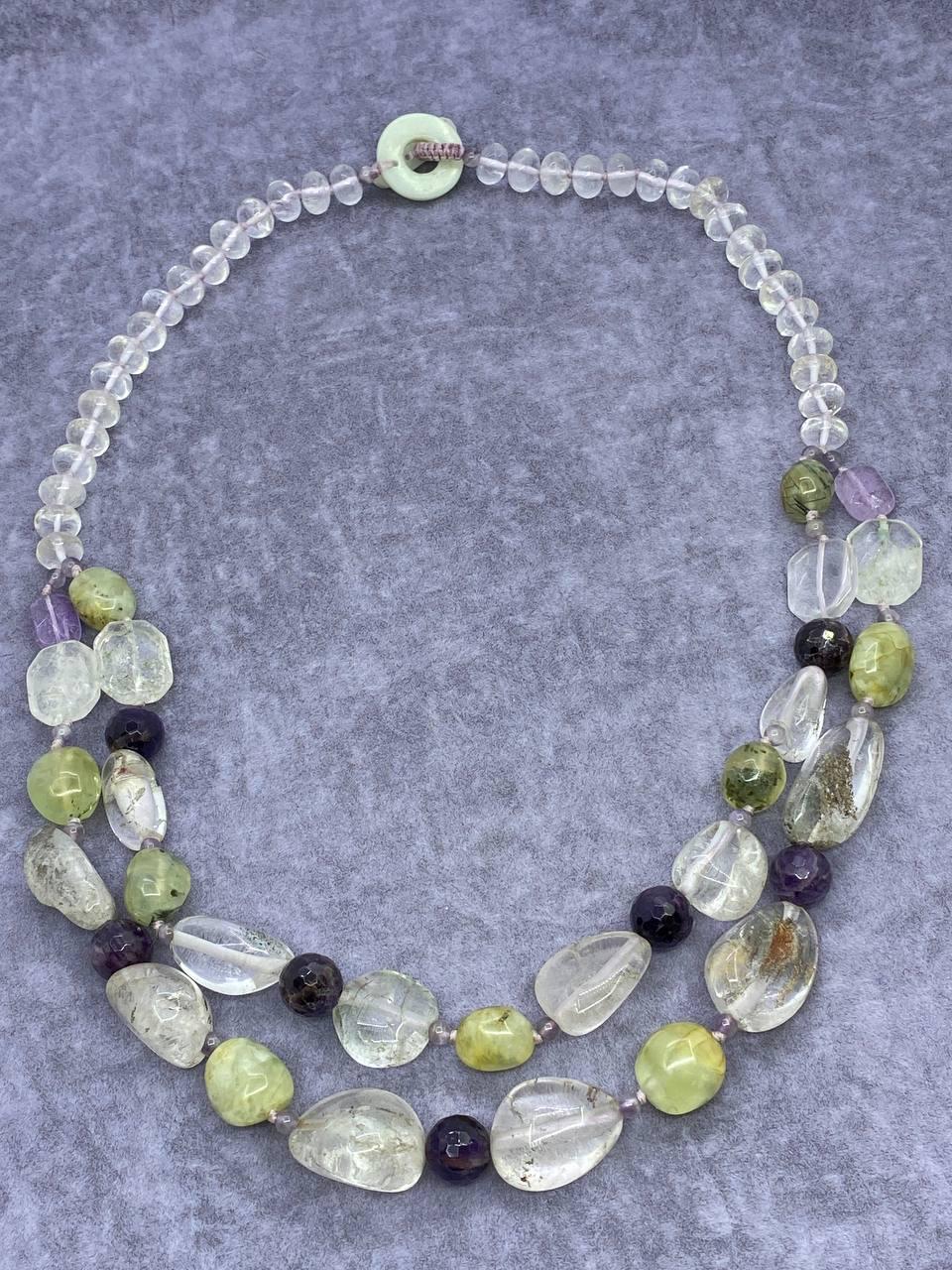 Бусы авторское кварц 62 см Разноцветный (385)