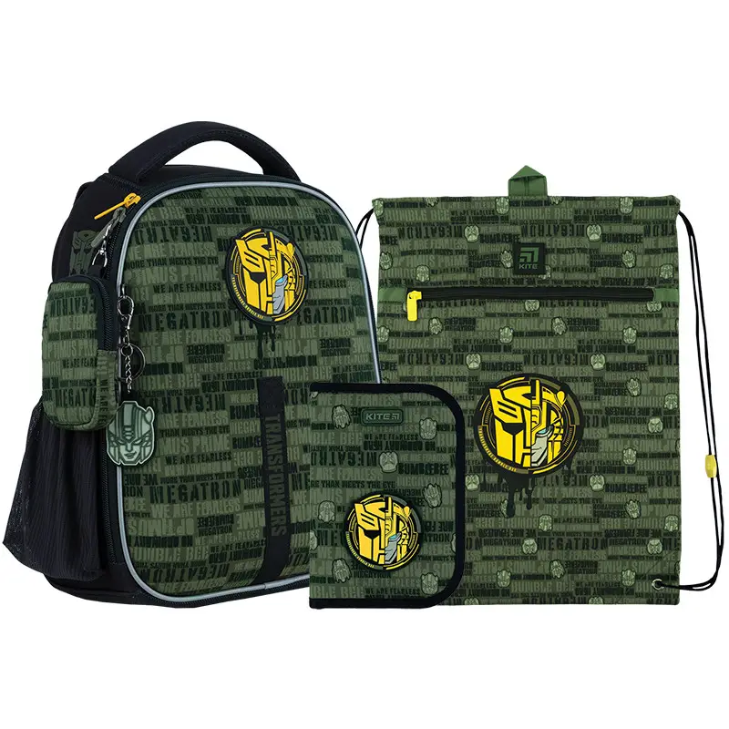 Рюкзак Kite SET_TF24-555S Transformers с ортопедической спинкой с пеналом и сумкой для обуви 35x26x13,5 см (000994208)