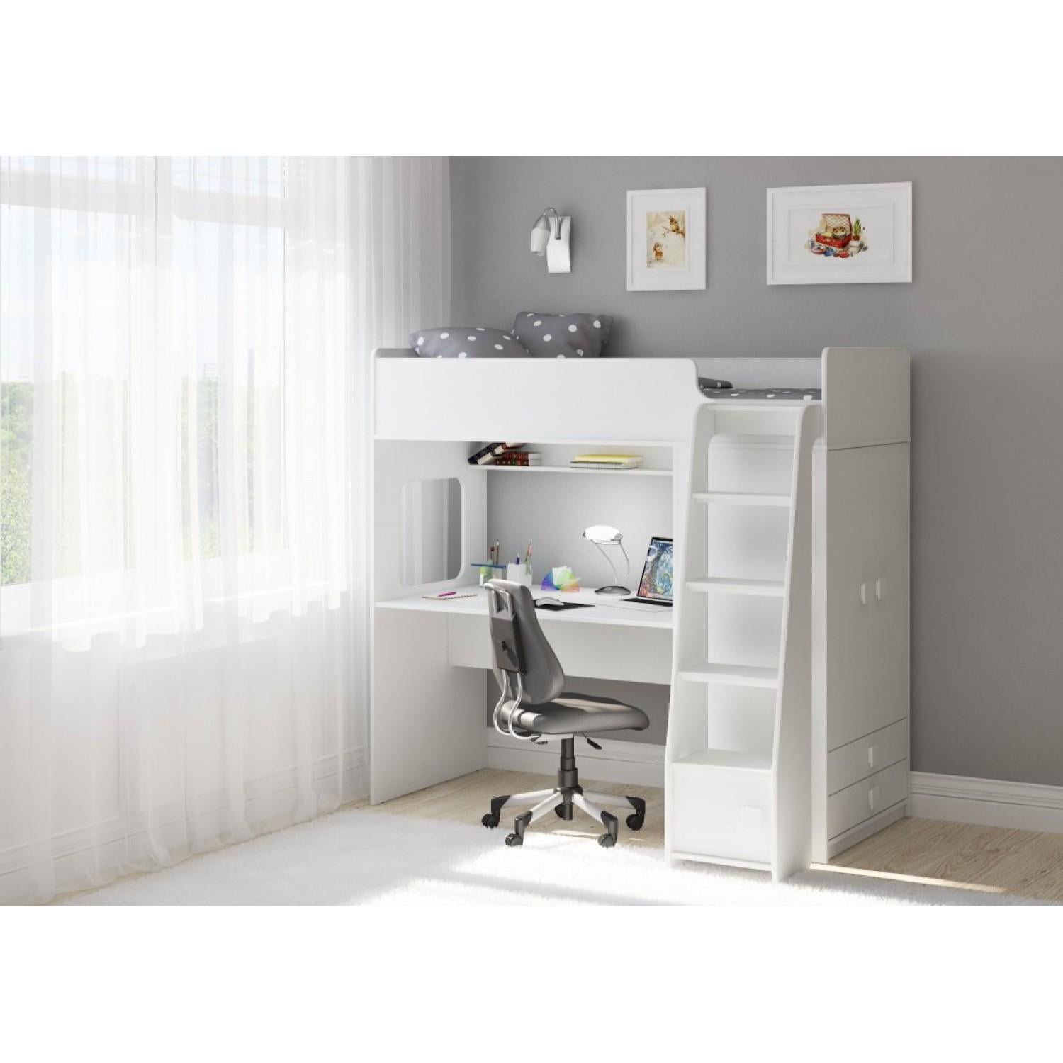 Кровать-чердак детский со шкафом и рабочей зоной N-208 70х175 см (100770) Кровать-чердак детский со шкафом и рабочей зоной N-208 70х175 см (100770)