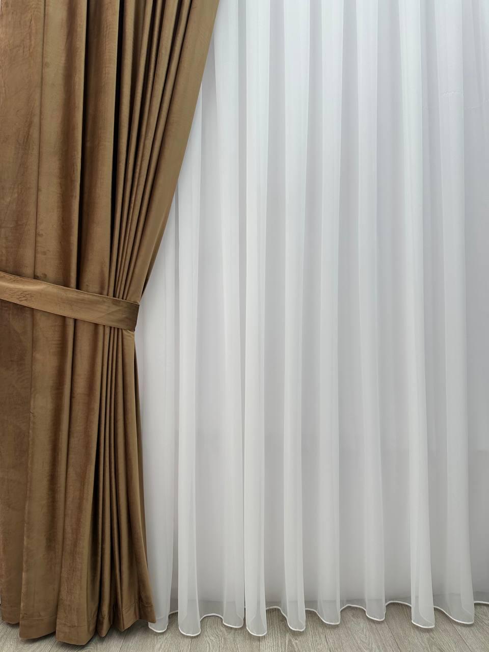 Штора бархатная на тесьме 6 см 300x250 см Светло-коричневый (6319-N16-Т43) - фото 4 Штора бархатная на тесьме 6 см 300x250 см Светло-коричневый (6319-N16-Т43) - фото 4