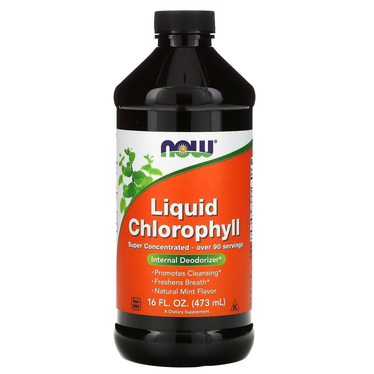 Хлорофилл концентрированный жидкий Now Foods Liquid Chlorophyll с ароматом мяты 473 мл