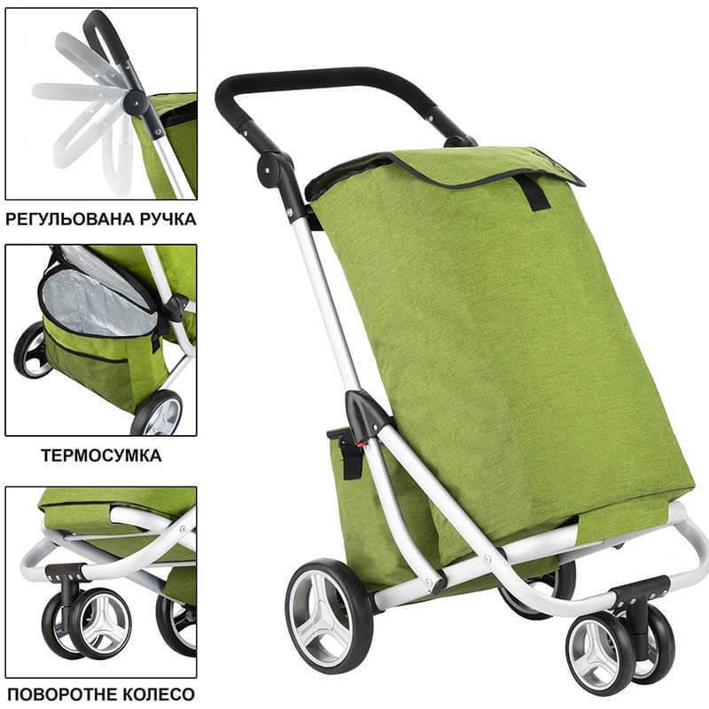 Сумка-тележка хозяйственная ShoppingCruiser 3 Wheels 72 л Green (930792) - фото 2