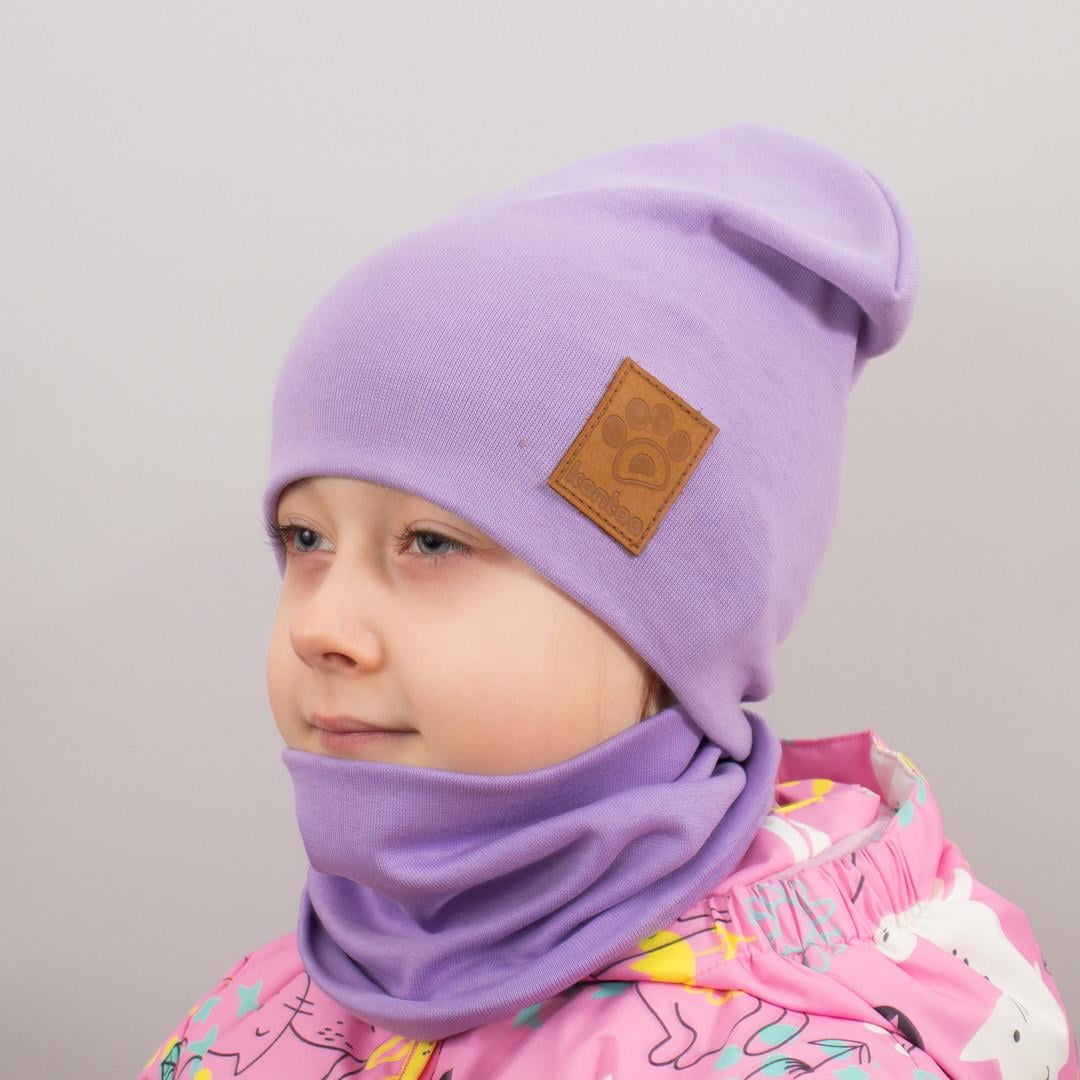 Детская шапка с хомутом Kahta "Лапка" р. 52-56 Сиреневый (OC-173)
