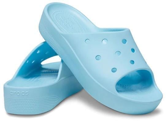 Шльопанці жіночі утеплені Crocs Classic Platform Slide Arctic р. 38-39 Блакитний (14939)