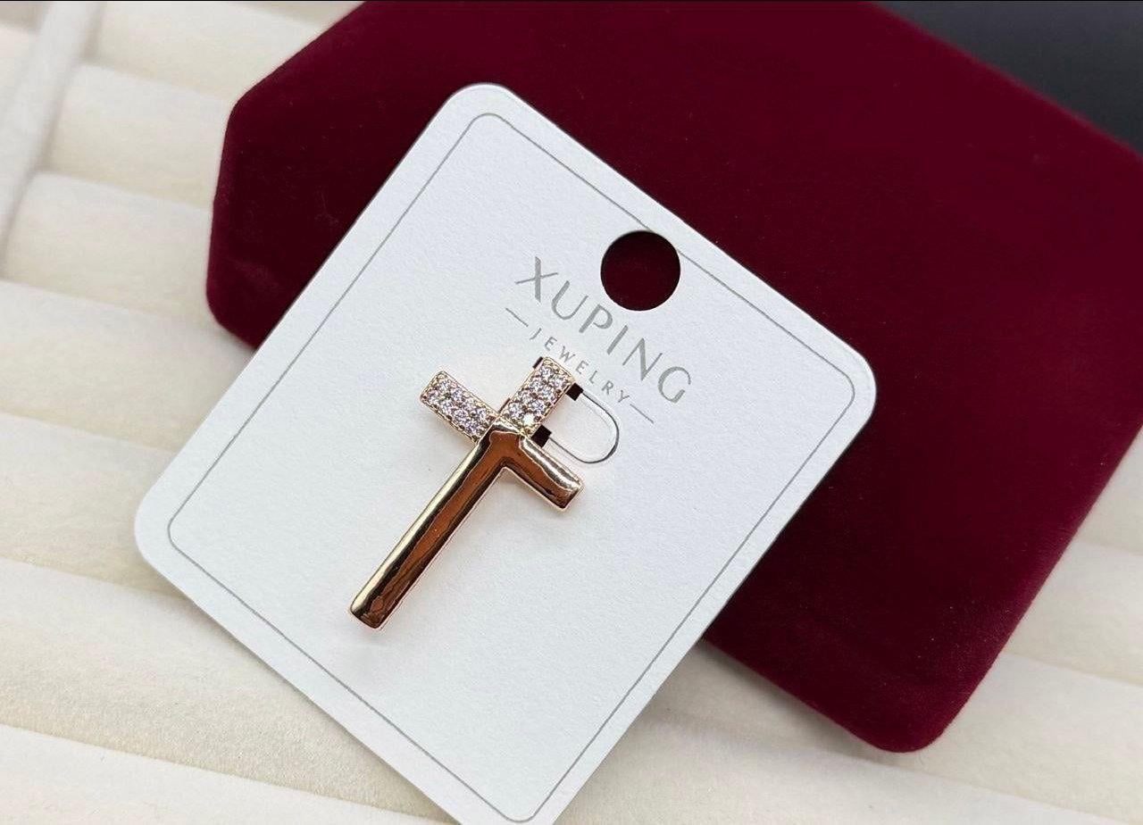 Кулон крестик Xuping из медицинского золота с камешками Золотой (2912078532)