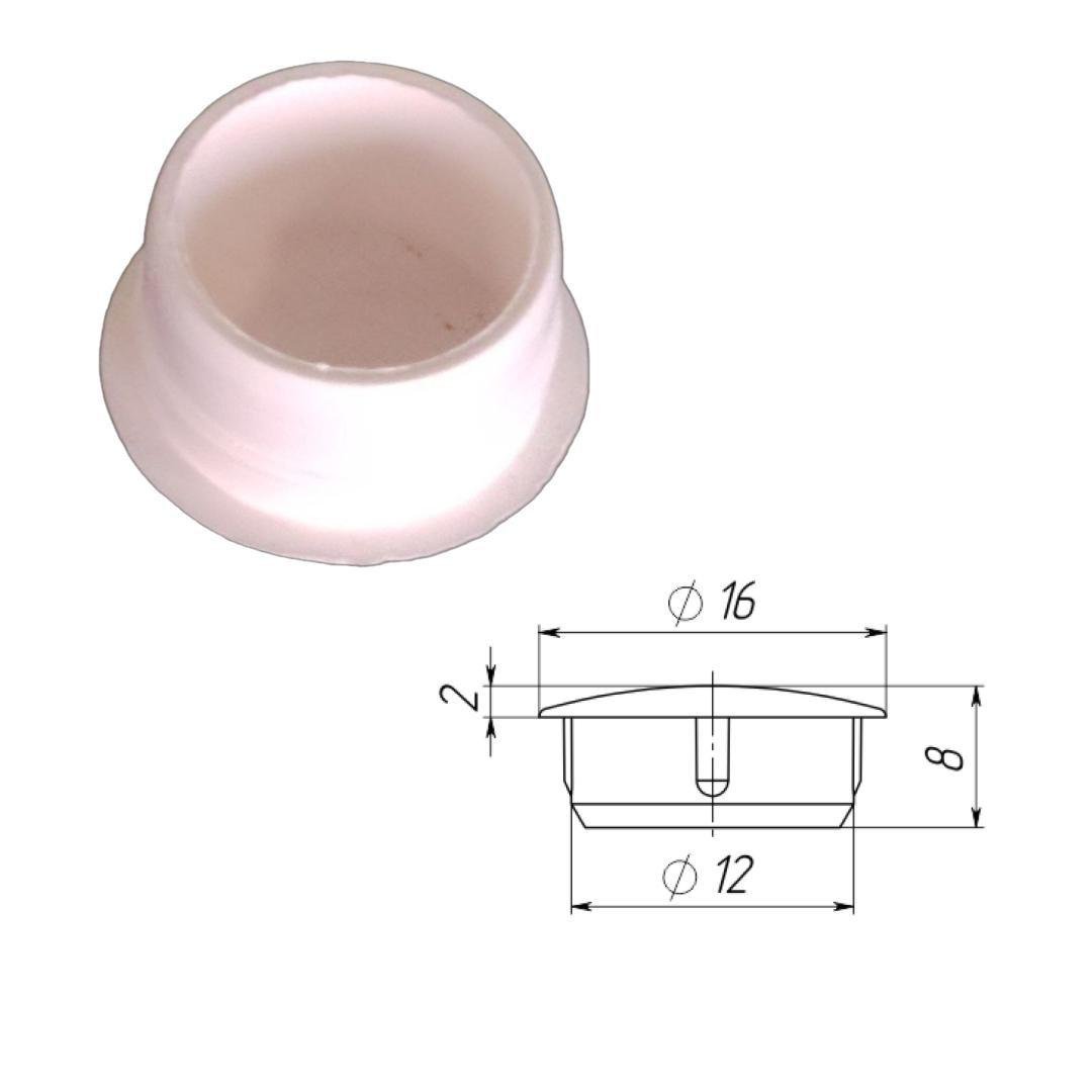 Заглушка мебельная для отверстий круглая плоская D 12 шляпка 16 мм 1 шт. Белый (1831585341/К0375) - фото 3