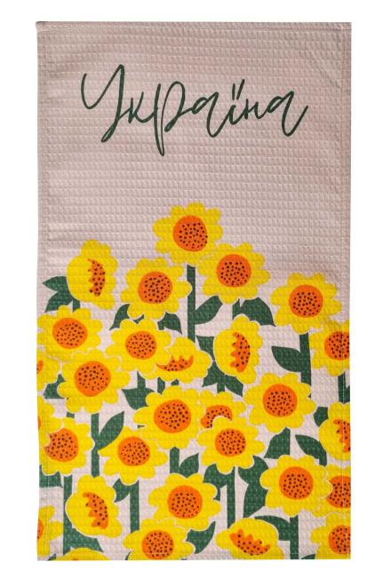 Полотенце кухонное вафельное Подсолнечники 33х60 см (40487)