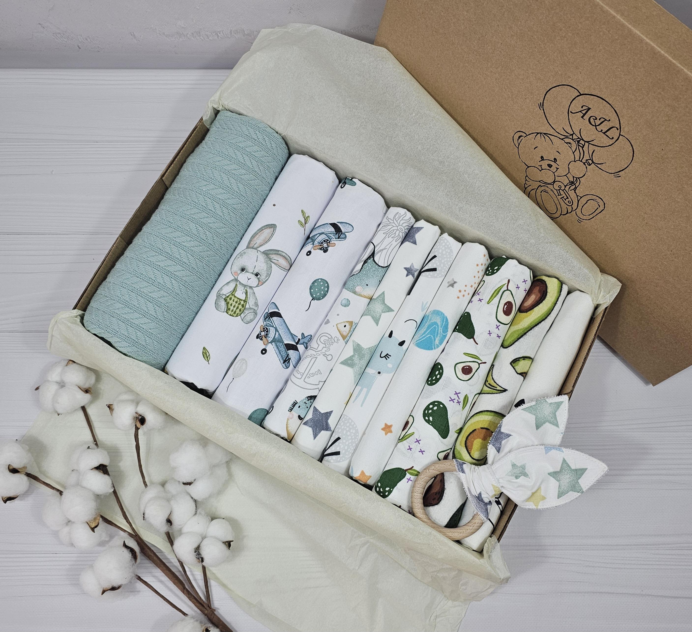 Набор пеленок подарочный с носками a.l.babybox Магия звездочек (NA 29375925)