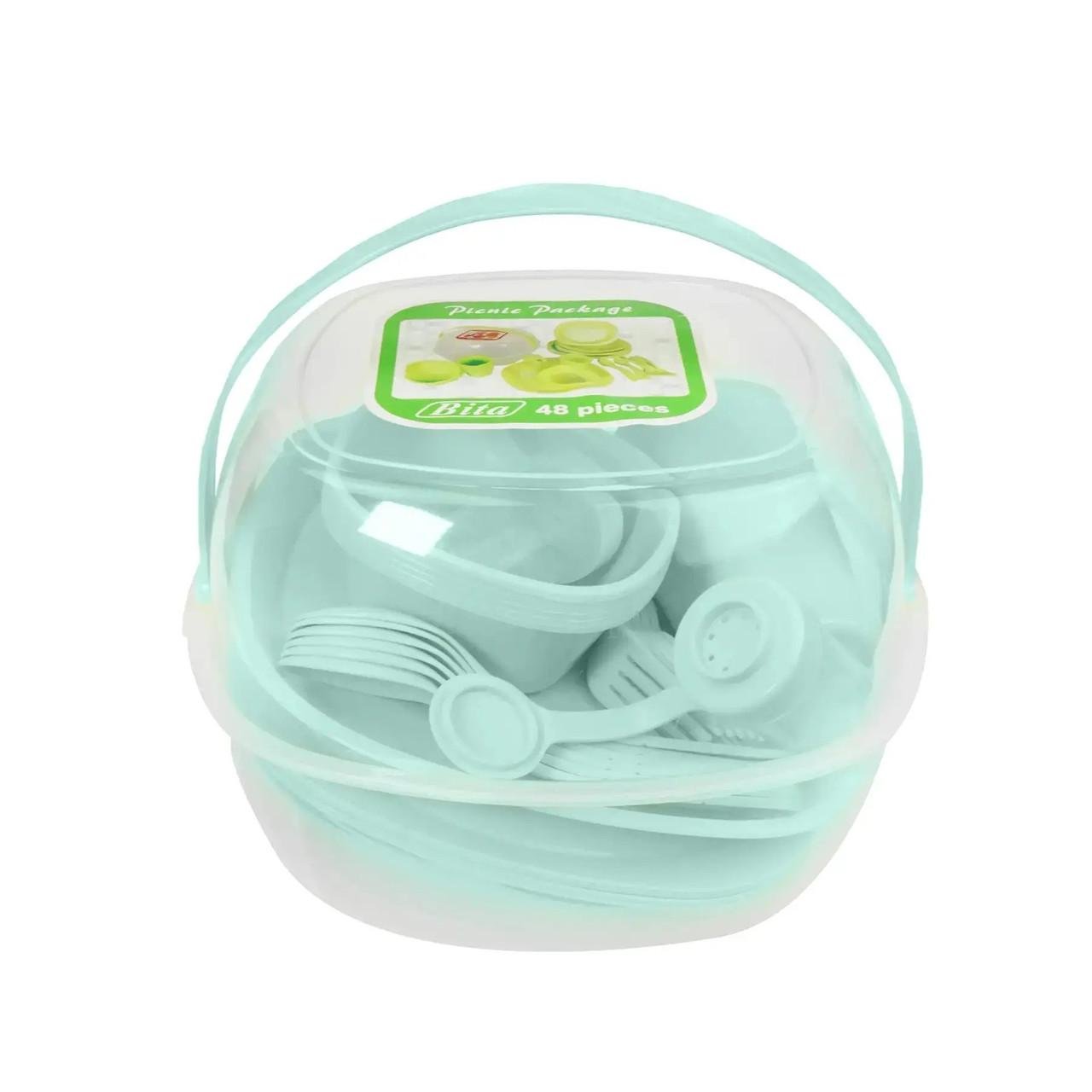 Набор посуды для пикника Wellamart 48 пр. Мятный (50920004)