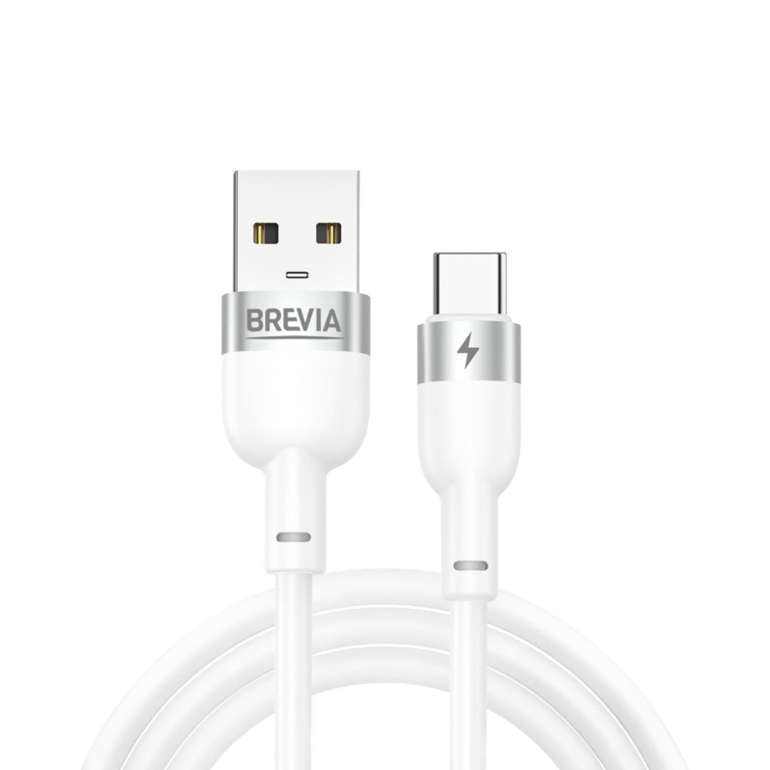 Кабель Brevia USB to Type-C 2,4А ZIP 1,2 м Белый (52120WUCZ1)
