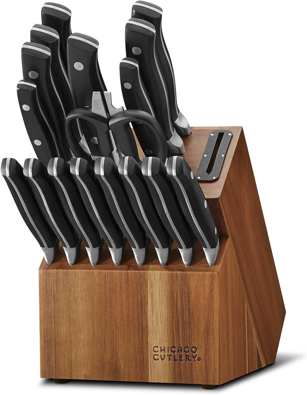 Набір кухонних ножів Chicago Cutlery з дерев'яним блоком та вбудованою точилкою 18 пр.