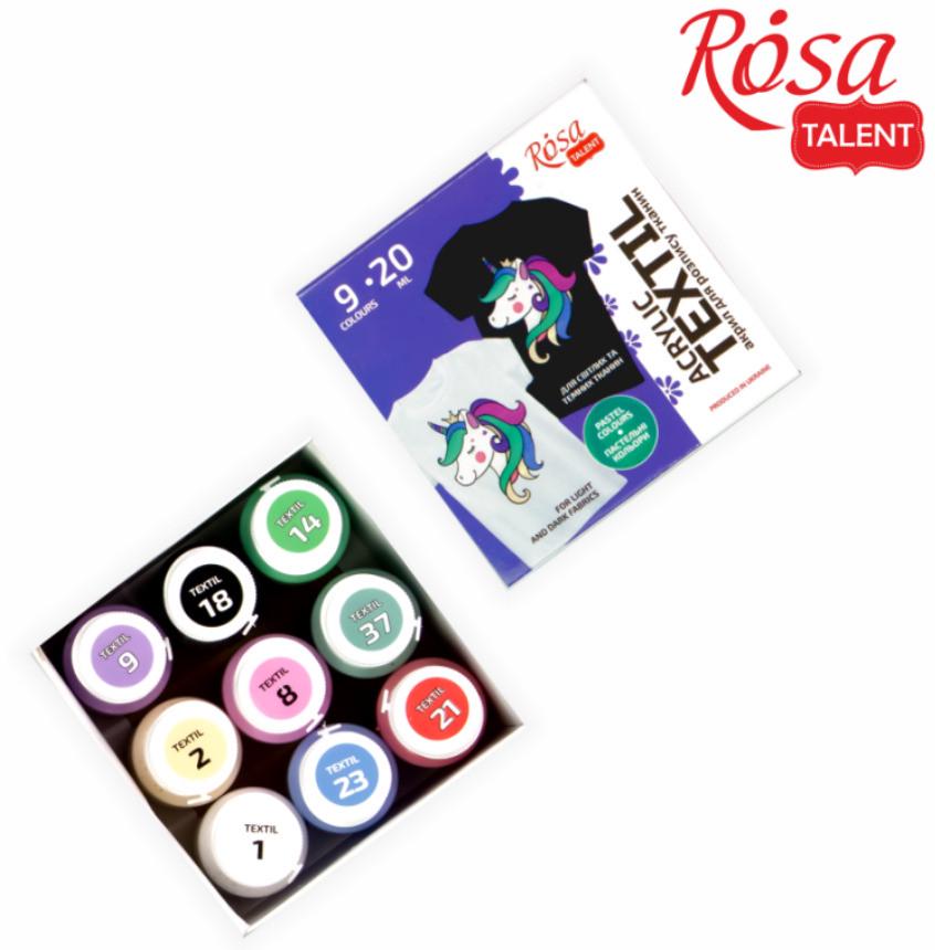 Набор акриловых красок по ткани ROSA UNICORN 9 цветов по 20 мл - фото 4