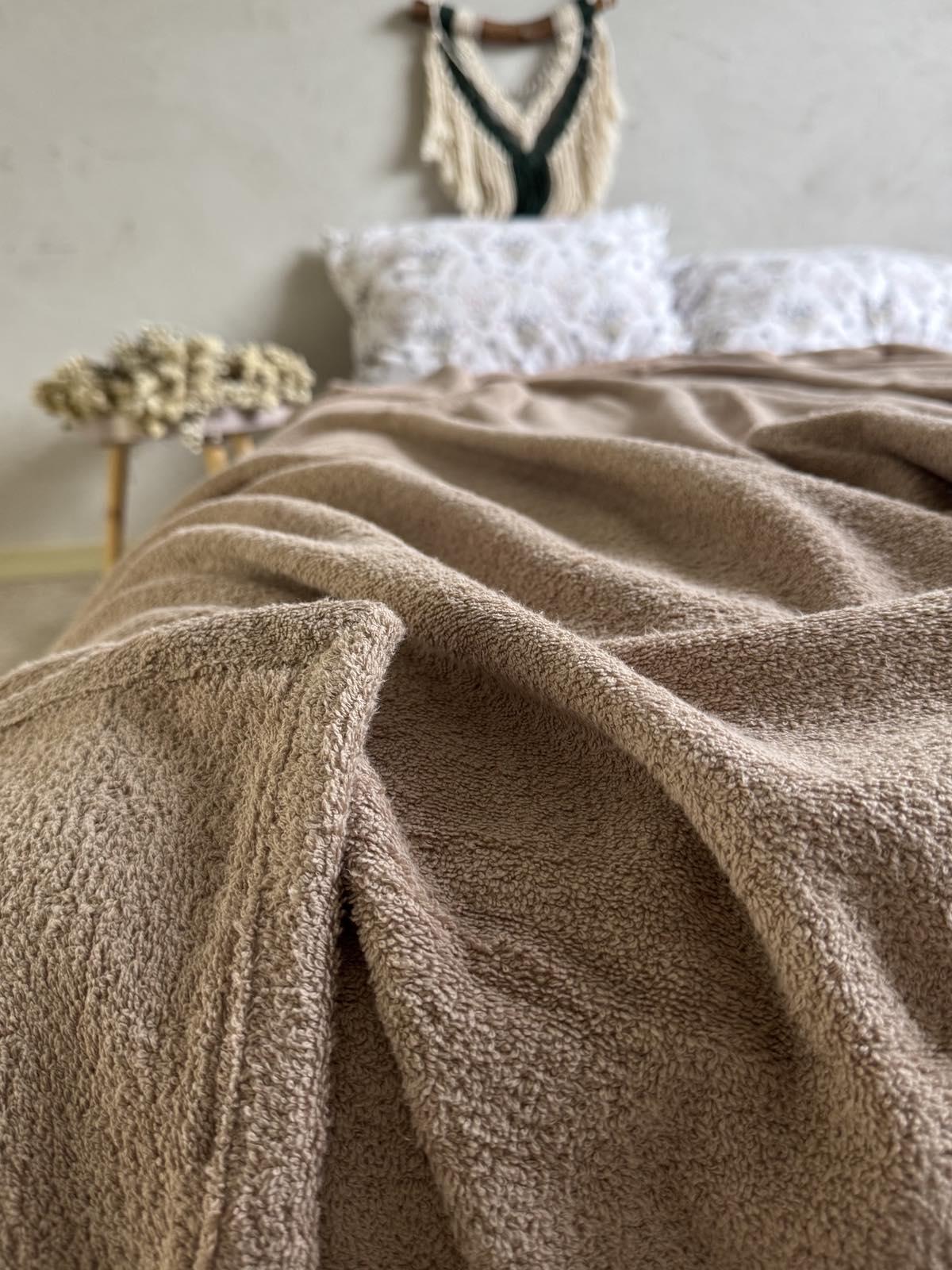 Простынь-покрывало махровое ZEINTEX MADEIRA хлопковое 150х220 см Капучино (26984066) - фото 7