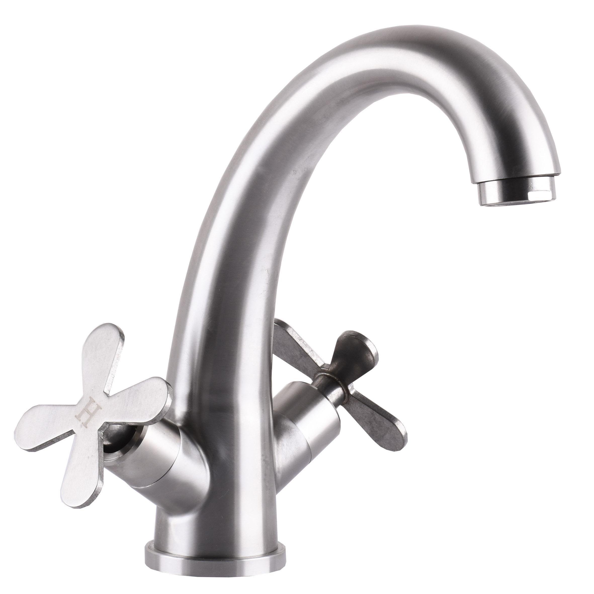 Змішувач для умивальника Globus Lux нержавіюча сталь Сатин (24970)