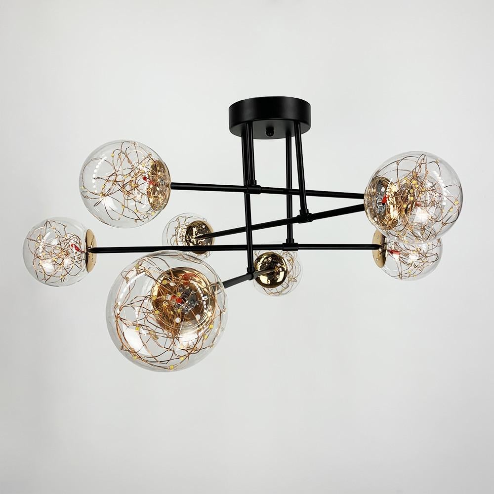 Люстра LED на 8 прозорих плафонів із вбудованими світлодіодами Чорний (K 26/8 BK)