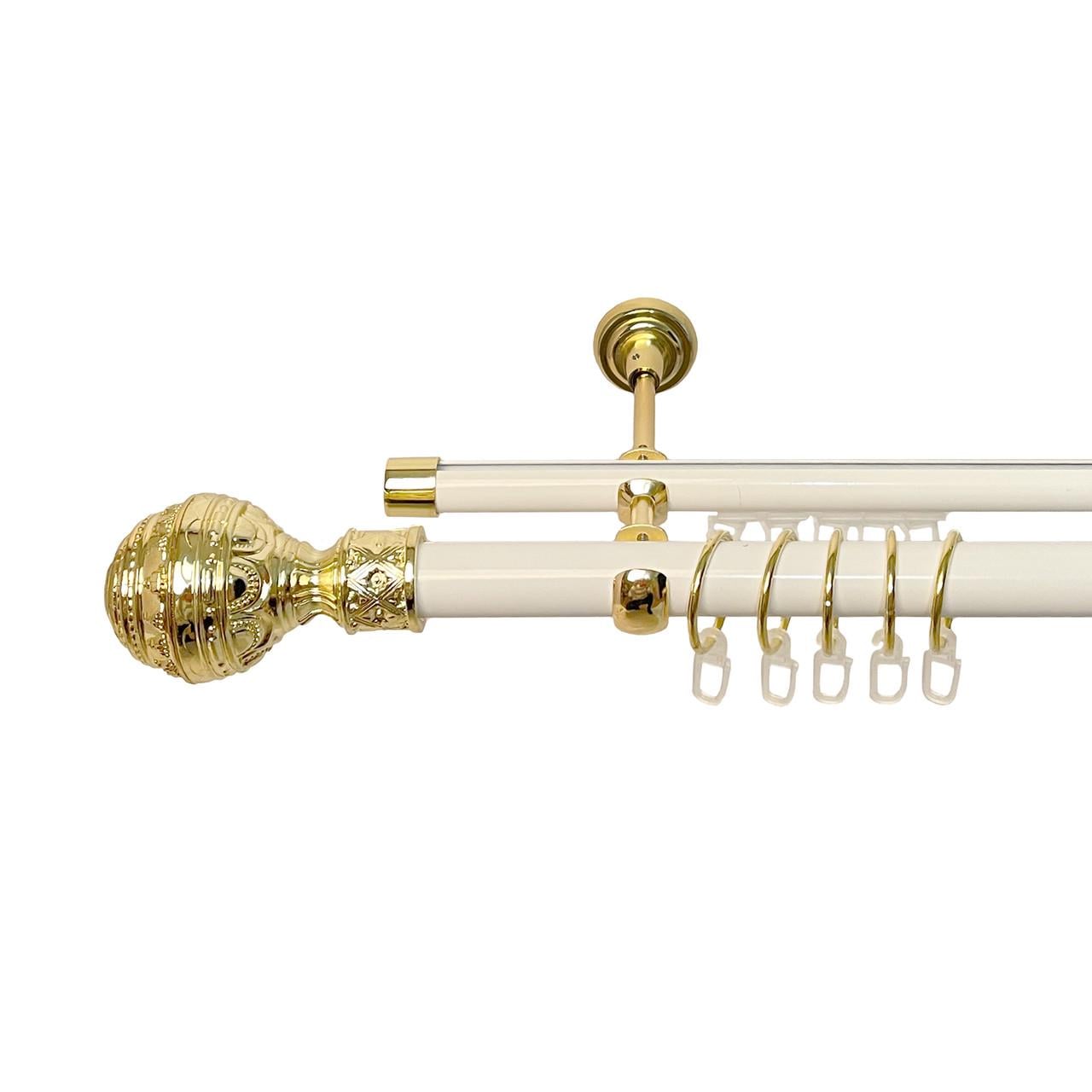 Карниз для штор Orvit Арабеска двохрядний 25/19 мм 200 см Білий/Золотий (000-6806)