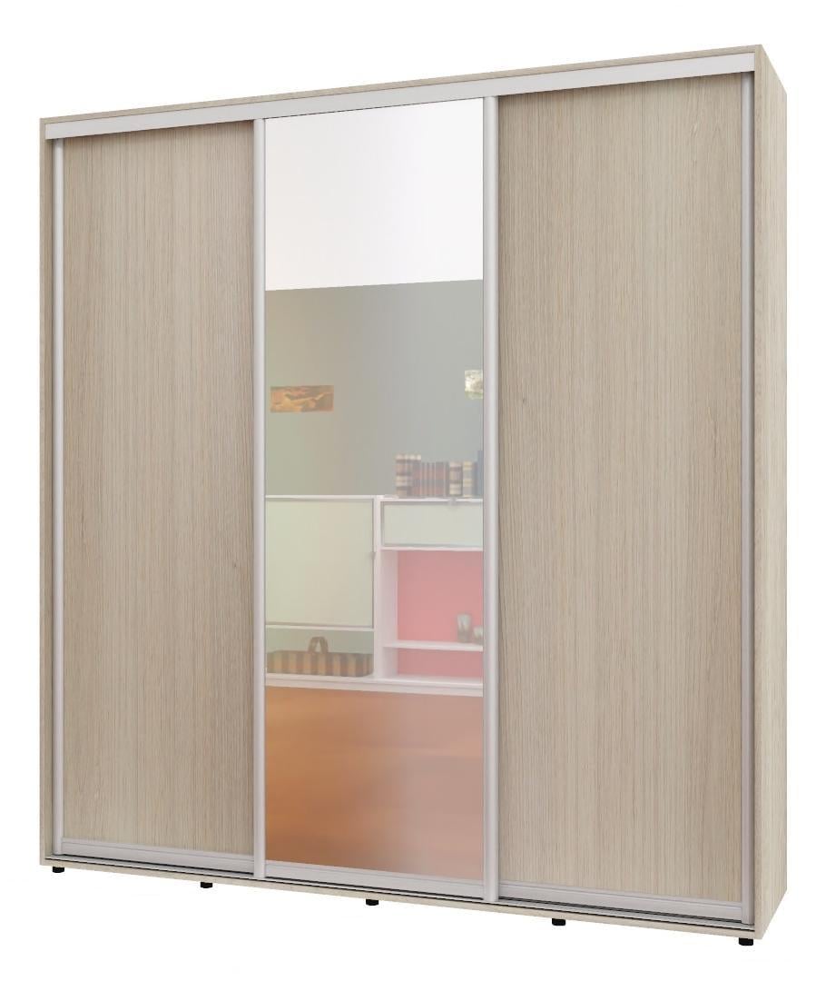 Шкаф-купе трехдверный Алекса ШК-05 ДСП/зеркало/ДСП 230x70x230 см Дуб Шамони светлый