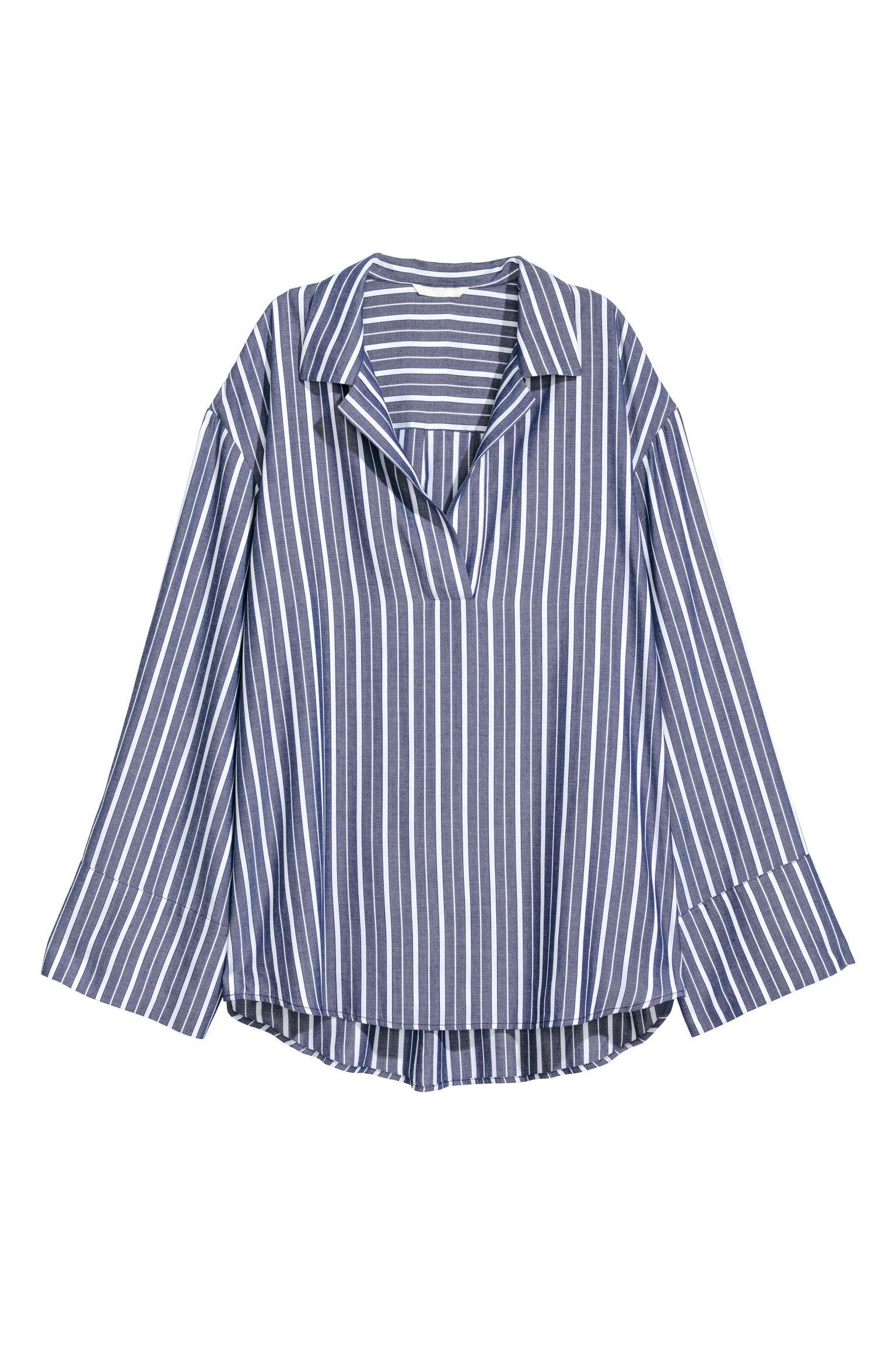 Блуза H&M Полоска S Белый/Темно-синий (212634541)