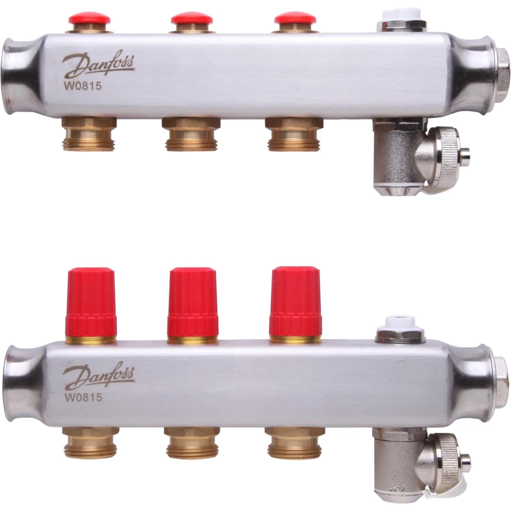 Колектор для теплого пола Danfoss 1"x3/4" 3 выхода, без расходомеров (088U0803)
