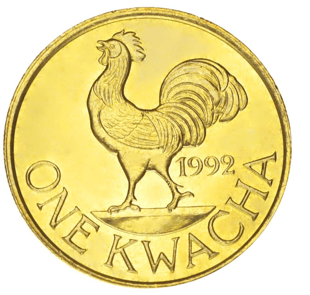 Коллекционная монета Малави 1 квача 1992 UNC Птица Петух (М17323)