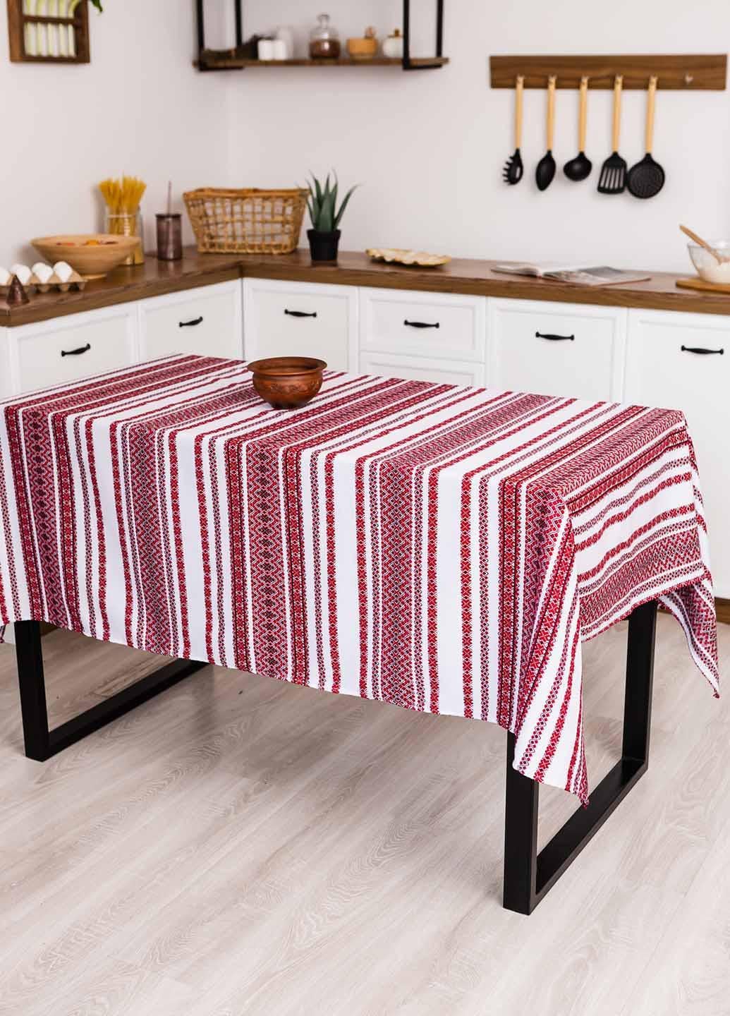 Скатерть вышитая с украинским орнаментом 1,2х1,5 м (анс6-1-12)