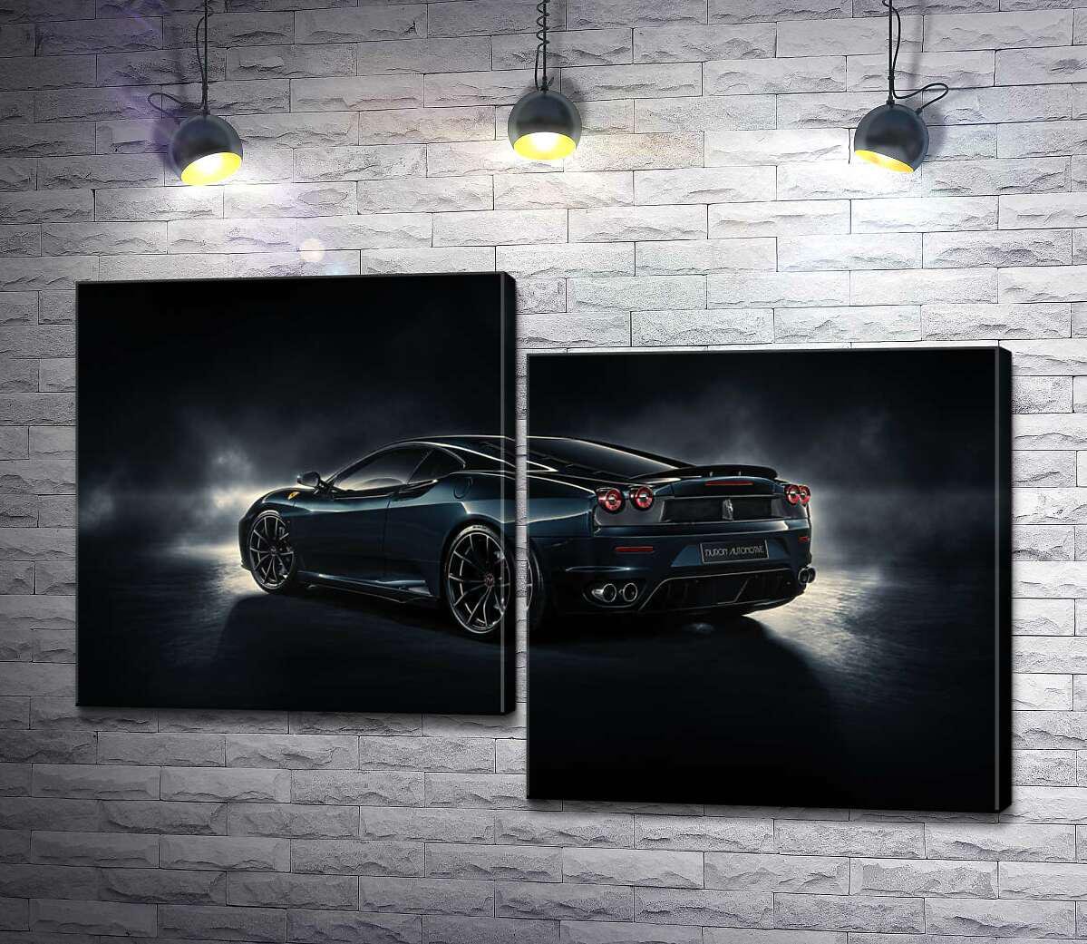 Модульная картина ArtPoster Темный силуэт Ferrari F430 подсвечен белым сиянием 100x64 см Модуль №5 (003305)