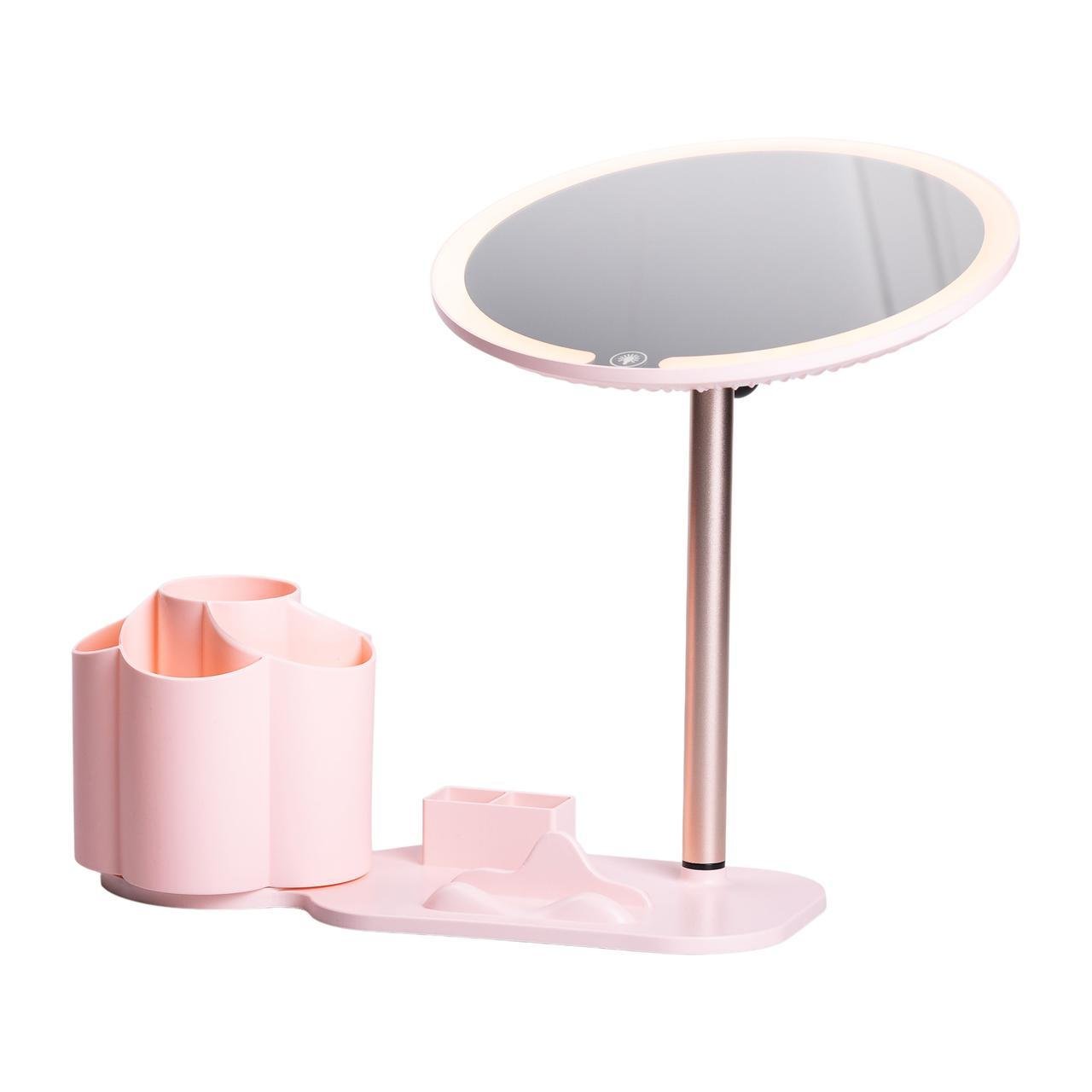 Зеркало для макияжа с подсветкой круглое настольное HP-10-9AP с подставкой Ø21 см Розовый (A-033802) - фото 6 Зеркало для макияжа с подсветкой круглое настольное HP-10-9AP с подставкой Ø21 см Розовый (A-033802) - фото 6